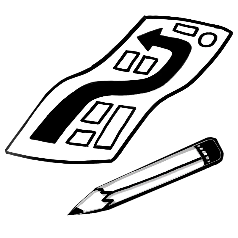 Strategy diagram sketch with marker